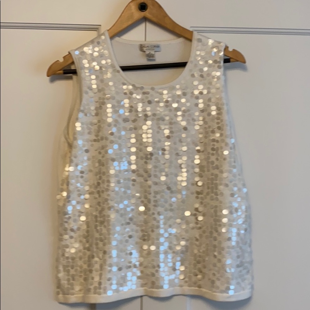 Large sequin sweater tank.